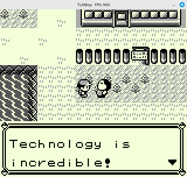 Pokemon Red screenshot with 900 FPS